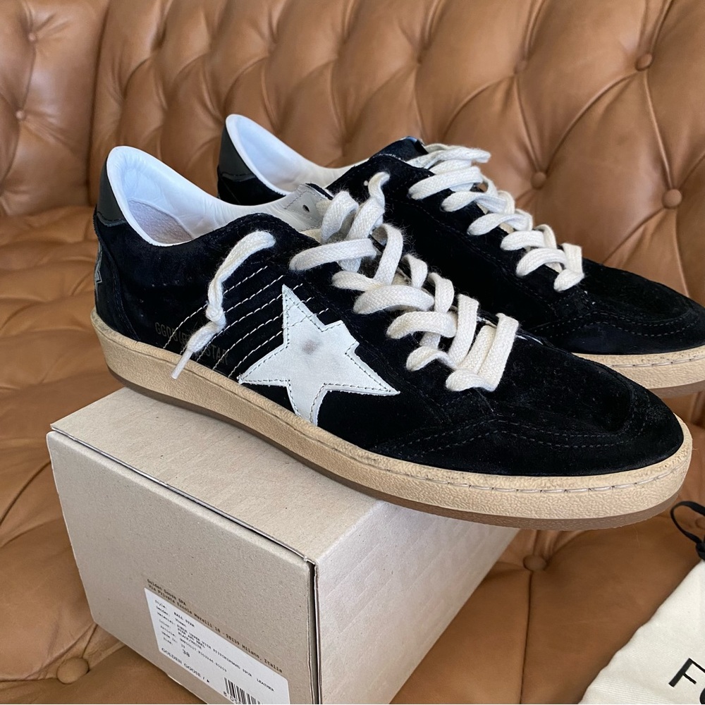 Golden Goose GGDB Ball Star Sneakers Black Suede Neutral 38 Free Shoelaces